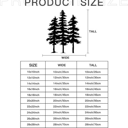 3D Metal Pine Wall Decor, 3 Pine Trees Laser Cut Metal Art Wall Decor for Home Bedroom Office Outdoor Decorations 9"x12"