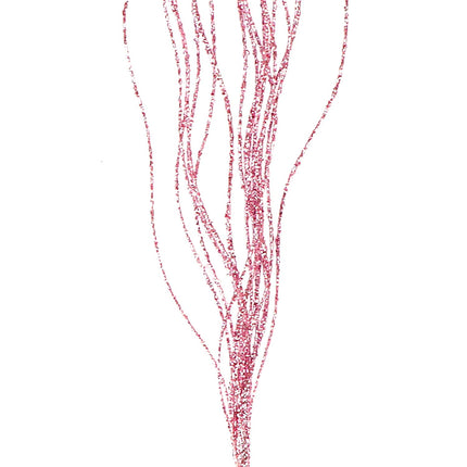 10 PCS Glitter Christmas Picks Sprays Sparkle Curly Ting Branches Decorative Sticks Stems Artificial Curly Wispy Willow Twigs for Christmas Tree Vase Fillers Crafts Garland Home Decor (Pink, 10)