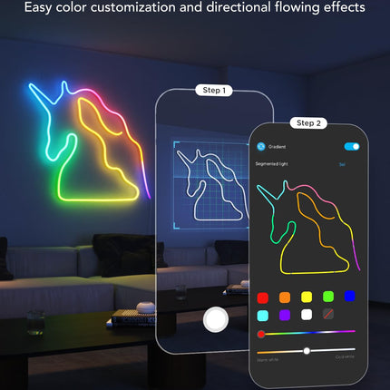 Govee RGBIC Neon Lights, LED Smart Neon Rope Light 2 Works with Matter, Alexa, Google Assistant, Custom DIY Neon Strip Lights for Bedroom and Christmas Decor, Softer Material, 16.4ft, White