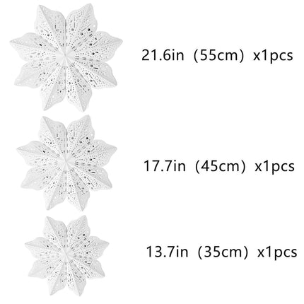 3 Pieces Christmas Paper Lantern with Star Paper Lantern Paper Lamp Frozen Party Hanging Decoration for Weddings Christmas Trees Birthday Holiday Party Celebration (White)