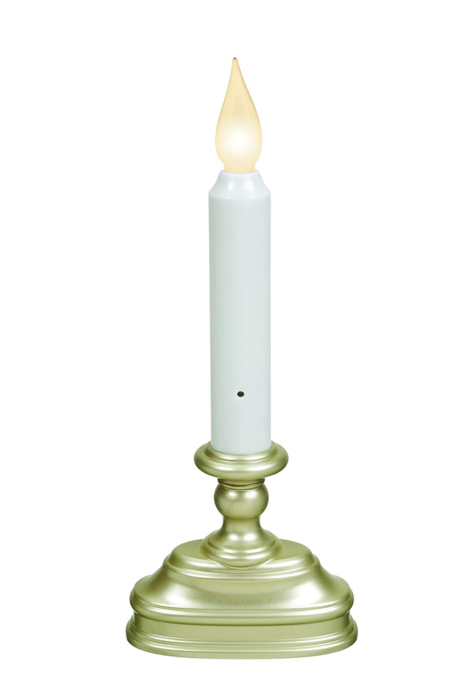 FPC1320P-6 Battery Operated LED Window Candle with Hot Spot Technology and Dusk to Dawn Sensor and Choice of White of Amber Flame, Pewter/Silver, Pack of 6