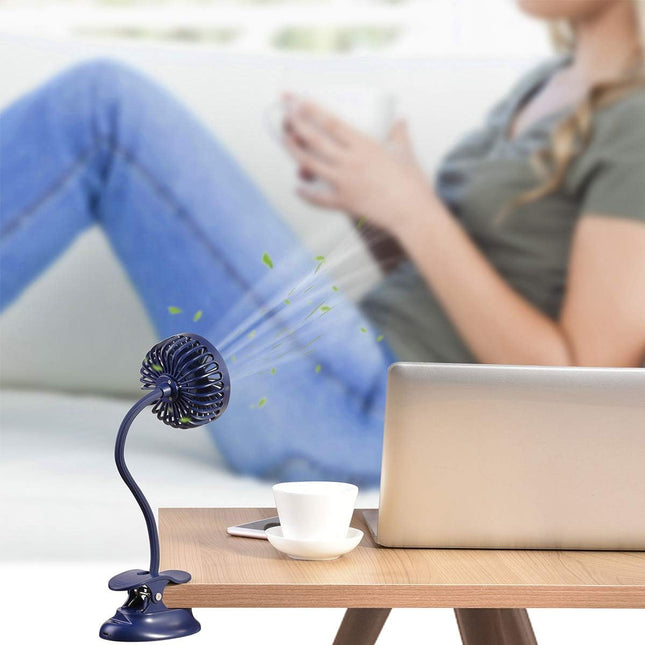 Clip On Fan Usb Battery Operated Desk Clip Fan With Emergency Power Bank, Baby Stroller Fan Rechargeable Personal Fan Flexible