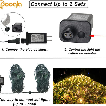 Warm White Net Lights, 360 LED Christmas Net Lights Outdoor, 21ft x 5ft Large Net Mesh String Lights, 8 Modes Twinkle Lights Connectable Plug in for Bushes Halloween Hedge Yard Garden Party Decor