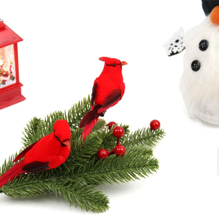12 PCS Cardinals Clip On Christmas Tree Ornaments, Realistic Artificial Red Cardinals Birds Ornaments for Christmas Tree Wreath Centerpiece Decorations Crafts, 5" Long