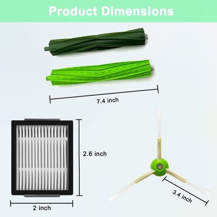 Parts Compatible For Irobot Roomba I3 I3+ I5 I5+ J5 J5+ I4 I4+ I6 I6+ I7 I7+ I8 I8+J7 Plus E5 E6 E7 I,E &J Series Vacuum Cleaner, 1 Set Rubber Brush,8 Filters,8 Side Brushes
