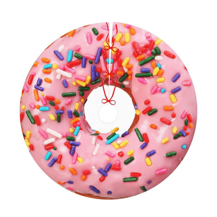 Pink Doughnut Donut Tree Skirt Christmas 36Inches Xmas Buffalo Plaid Home Decorations Year Holiday Party Decorations Farmhouse Christmas Tree Mat