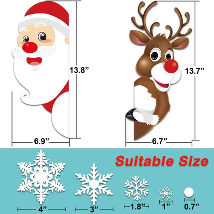 HINZER 310Pcs Christmas Window Clings Christmas Window Decorations Xmas Window Flakes Christmas Decals for Home Deer Santa Claus and Snowflakes