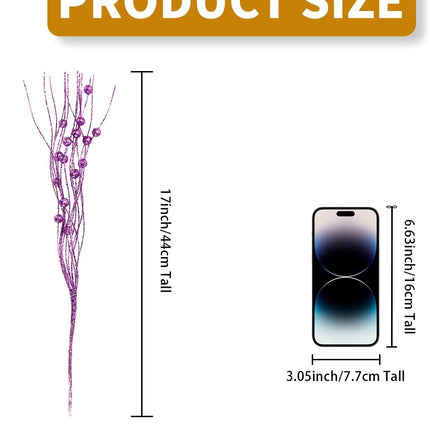 10 Pcs Artificial Glitter Berry Stems for Christmas Tree Picks Curly Sprays Faux Glitter Berry Branches Christmas Tree Twigs Filler Decorations Festival Wreath Supplies Table Centerpiece (Purple, 10)