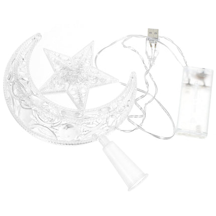 ifundom LED Lighted Christmas Tree Moon Star Topper, Battery/USB Powered Xmas Tree Topper, White Light Tree Top for Christmas Tree Holiday