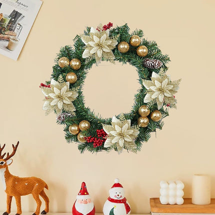 Glitter Poinsettia for Christmas Tree, 12 Pcs Artificial Christmas Flowers with Clips Stems Xmas Tree Ornaments for Wedding Party Wreath Decoration (Gold)