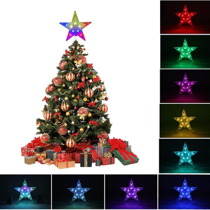 Christmas Star Tree Topper Lights 9.5inch 10LED Multicolour with Versatile Remote Controller 3AA Battery Powered Tree-top Star for Xmas Tree Home Decoration（Indoor and Outdoor ）