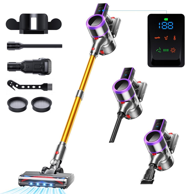 Cordless Vacuum Cleaner, 30000Pa450W Powerful Vacuum Cleaners For Home, 50 Mins Runtime, Led Display, 1.5L Cup, Antitangle Brush, Lightweight, Ultraquiet, Cordless Stick Vacuum Cleaners