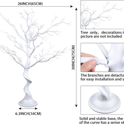 Centerpiece Wedding Tree Removable Simulation Artificial Tree for Home, Garden, Jewellery, Christmas or Halloween Party Decor, 30 inch in Height (White)