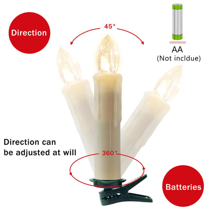 Short Candlesticks LED Taper Candle, Remote Candle Sticks Battery Operated Chandelier Flameless Candles with Clip Flickering Warm White Lights for Wedding Party Baroque Chandelier,4inches