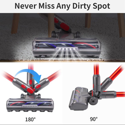 Hardwood Floor Attachment For Dyson V7 V8 V10 V11 V15 Sv10 Sv12 Sv14 Animal Absolute Vacuum Cleaners With Led Headlights, Bristle Roller Brush Head Parts