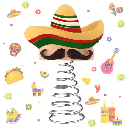 Queekay Mexican Fiesta Hat Miniature Tree Topper Cinco De Mayo Ornaments Sombrero Hat Straw Tree Topper 4 Inches Mini Tree Decorations Mexican Party Favors Supplies