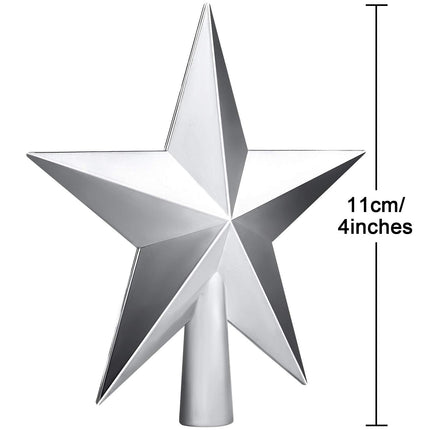 Aneco Traditional Glossy Christmas Tree Toppers Decoration Star Treetop Ornaments Holiday Decoration for Home Decor (Silver, 4 Inch)