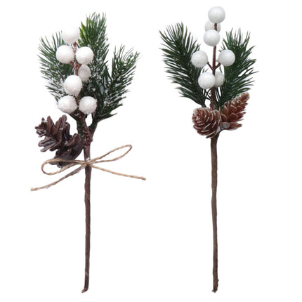 14PCS Artificial Berry Picks, Christmas Pine Picks with Red & White Berries Pine Cones for Christmas Decorations DIY Crafts Wrapping Flower Arrangements Wreaths Holiday Floral Snowy Picks (14)
