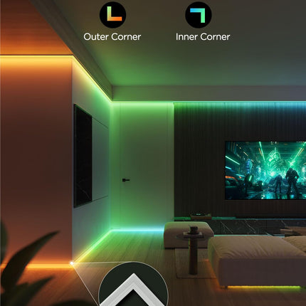 Govee RGBIC LED Strip Lights 16.4ft with Covers, Smart LED Lights for Bedroom Work with Alexa and Google Assistant, LED Diffuser Channel with LED Christmas Lights, Skirting Lines, Studio, Cabinet