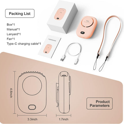 2 Pack Portable Neck Fan, Hanging Neck Fan Hands Free With Adjustable Lanyard And Bracket, Usb Rechargeable Bladeless Mini Fans
