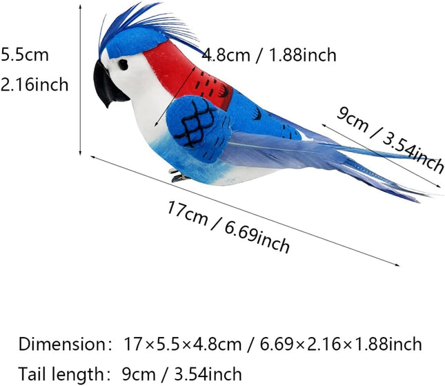 LWINGFLYER 4pcs Clip on Parrot Ornaments Parakeet 6.6inch Artificial Simulation Foam Feather Bird for Christmas Tree Decoration Home Garden Wedding Party Accessories