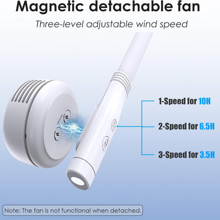 Book Light With Neck Fan, Portable Rechargeable Reading Light HandsFree Design For Bedtime Reading, Foldable And Wearable With 50