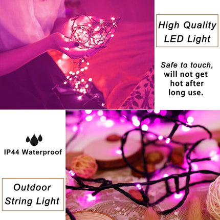 Pooqla Pink String Lights, 200 LED 66 ft Indoor and Outdoor Decorative LED Lights, 8 Modes Valentines Day Pink Fairy Lights for Home Yard Patio Wedding Party Christmas Valentines Day Decoration