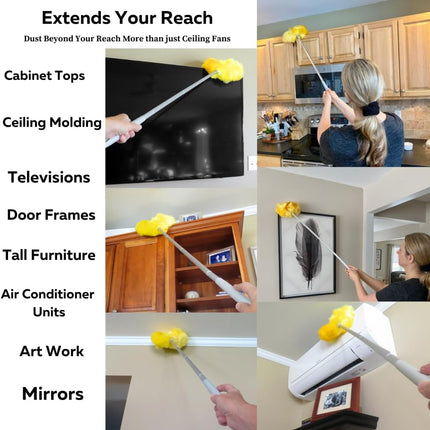 Evelots Ceiling Fan Duster Microfiber Cleaner Brush With Reach Up To 9 Ft Yellow