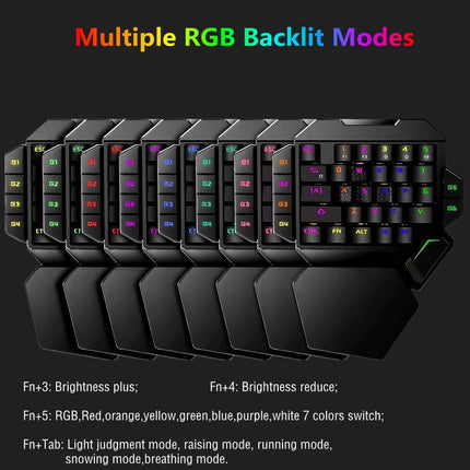 RGB One Handed Mechanical Gaming Keyboard,Colorful Backlit Professional Gaming Keyboard with Wrist Rest Support,USB Wired Single Hand Mechanical Keyboard for Game