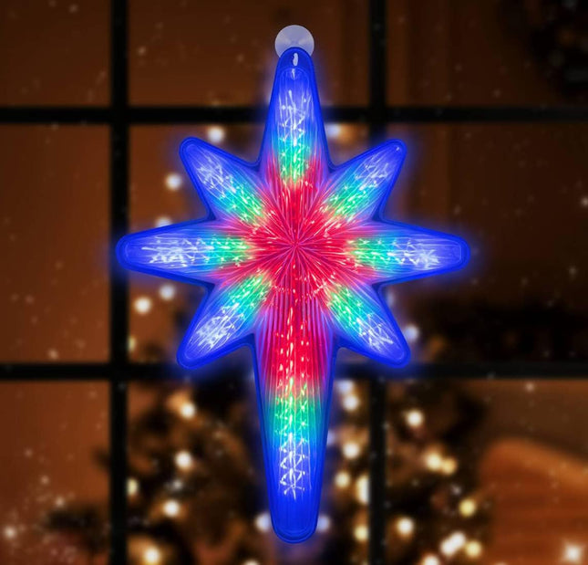 20" 44LED Star of Bethlehem - Hanging Outdoor Christmas Star Light - Use as Holiday Decoration, Porch Light, 3D Fixture, Advent Star (20inch) Multicolor