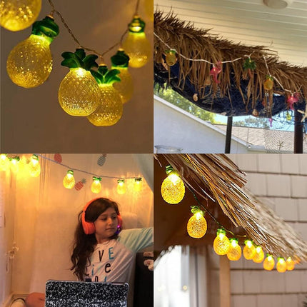 Abeja Pineapple String Lights, 8.5Ft Pineapple Fairy Lights with 10 Pineapple Lights Decorations, Pineapple Tropical Theme Lights, Summer Patio String Lights for Home Hawaiian Party Camping Bars Decor