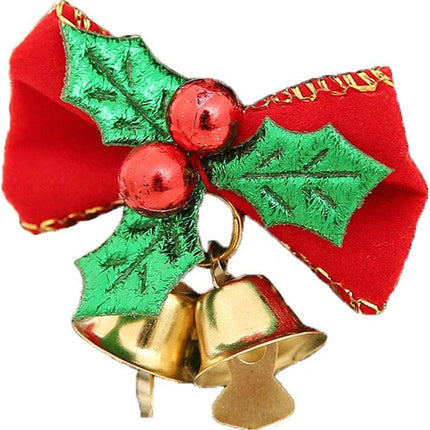 16 Pack Christmas Bow with Bells Xmas Mini Bowknot Craft Ornament Christmas Tree Hanging Decor