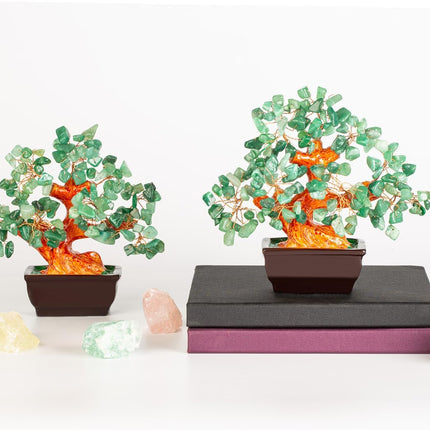 Natural Green Aventurine Money Tree for Office Desk Home Room Decor Positive Meditation Spiritual Energy Crystals Bonsai Trees Feng Shui Wealth and Luck Birthday s for Women
