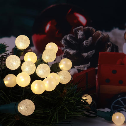 Christmas Lights 50 LED Warm White Pearl G15 Glass Berry,Globe String Light Plug in Wateproof Extendable Outdoor Indoor String Light for Holiday Party Christmas Tree Decor