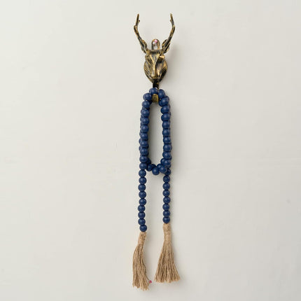 OMISHE 59in Wood Bead Garland with Tassels, Wooden Beads Garland, Decorative Beads Garland Decor, Farmhouse Beads Garland for Wall Hanging Home Festival Decor, Navy Blue