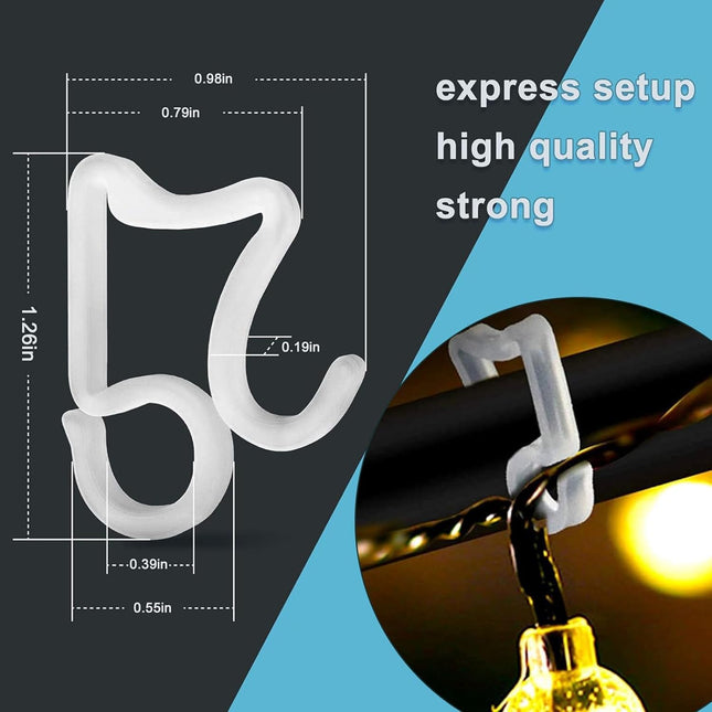100pcs White Plastic Light Hanger Hooks, Christmas Light Gutter Clips, Weatherproof Gutter Clips for Hanging Outdoor Lights Xmas Decoration String Lights