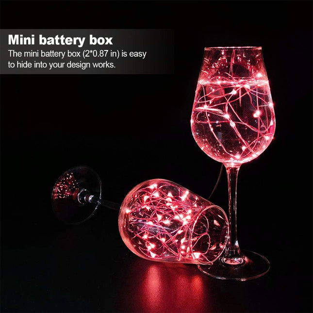 MUMUXI 16 Pack Fairy Lights Battery Operated (Included) 10ft 30 LED Mini String Lights Waterproof Copper Wire Firefly Starry Lights for DIY Wedding Party Mason Jars Christmas Decorations, Red