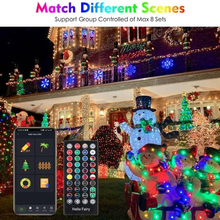 Color Change Smart Christmas Lights, 99FT 300 LED RGB Christmas String Lights Outdoor Indoor with Music Sync, Remote & App Control & Timer, Dimmable Tree Party Lights