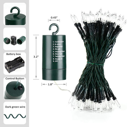 Joomer Battery Christmas Lights, 33ft 100LED Battery Operated Mini String Lights 8 Lighting Modes Timer Waterproof for Home, Garden, Party, Holiday, Christmas Trees Decoration (White)