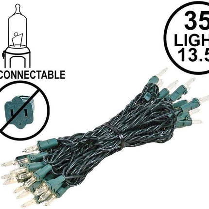 Novelty Lights 35 Light Clear Christmas Craft Mini Light Set, Non-Connectable, Green Wire, 13.5' Long