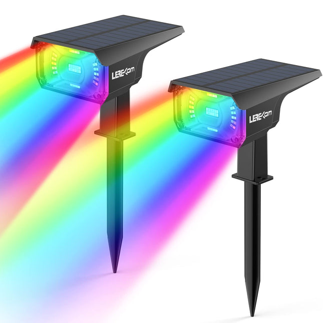Solar Spotlights Outdoor,40 LEDs Color Changing RGB Landscape Path Lights,USB & Powered Multicoloured Spotlights,14 Colors Auto Cycling for Yard,Garden,2 Pack