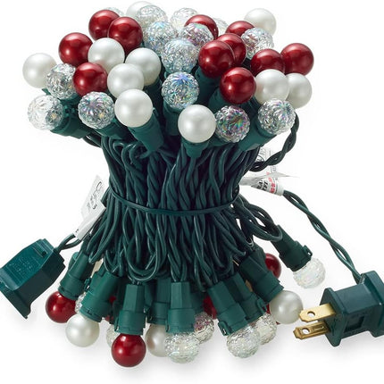 Red and Warm White Christmas Lights Outdoor G15 70 LED 19ft Plug in Pearlized Mini Globe String Lights Waterproof Extendable Green Wire for Indoor Patio Xmas Tree Thanksgiving Decor