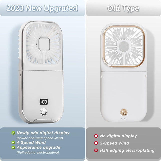 Mini Fan Portable,Handheld Fan Foldable,5 In 1 Neck Fan,Hand Fan,Desk Fan,3000 Mah Power Bank,Phone Holder,Usb Rechargeable