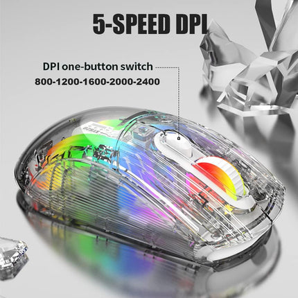 Bluetooth Wireless Mouse, Transparent RGB Mechanical Dual Mode Gaming Mouse, A Must-Have Cool USB Computer Mouse for Gaming and Esports…