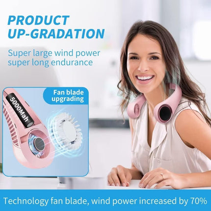 Personal Cooling Portable Neck Fans Usb Rechargeable,360 Free Rotation Lower Noise Bladeless Battery Operated Design With 3 Speed
