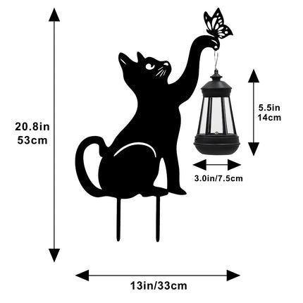 Solar Lights Outdoor Garden Decor - Black Cat Figurine Light Stake with Butterfly Decorative Metal Housewarming Ornament for Yard Pathway Lawn Patio – Unique Ideas for Christmas