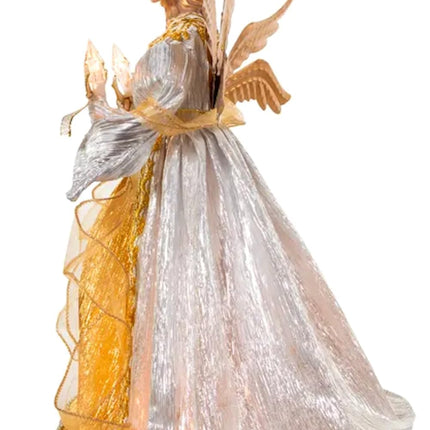 The Bridge Collection 16" Golden Angel Tree Topper - Gold Angel Tree Topper - Lighted Tree Topper - Christmas Tree Angel