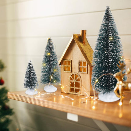 Mini Snow Frost Trees Mini Christmas Tree Plastic Winter Snow Ornaments Tabletop Trees for Holiday Party DIY Room Decor Home Table Top Christmas Decoration Diorama Models 4PCS (2", 3", 5", 8")