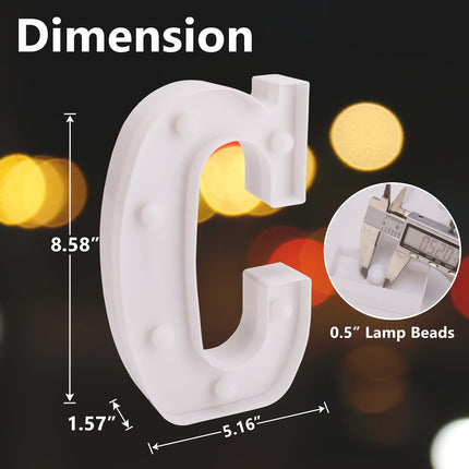 LED Marquee Sign Light Up Letters, Alphabet Light Up Letters Sign, Battery Powered LED Letter Lights for Night Light, Wedding, Birthday, Party, Christmas or Home Decor (Letter C)