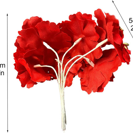 60PCS Christmas Artificial Flowers Heads,Silk Poinsettia Flowers Heads with Stems,Garland Wreath Ornaments Craft,Mini Christmas Flowers(Red), 210908XU01-1#TLR87